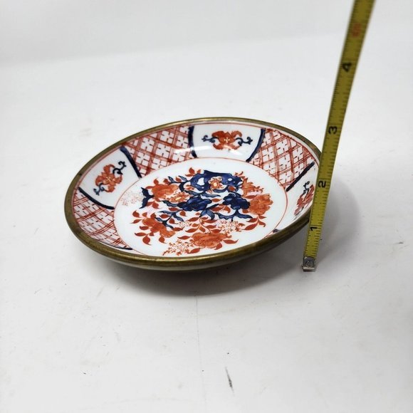 VTG‎ Japanese PorcelainWare Pewter Encased Bowl ACF Hong Kong Flower Bowl - Picture 7 of 8